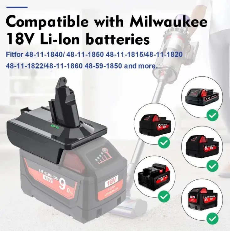 Milwaukee M18 18V Lithium Battery to Dyson V6 Adapter Converter by salelink.co.nz