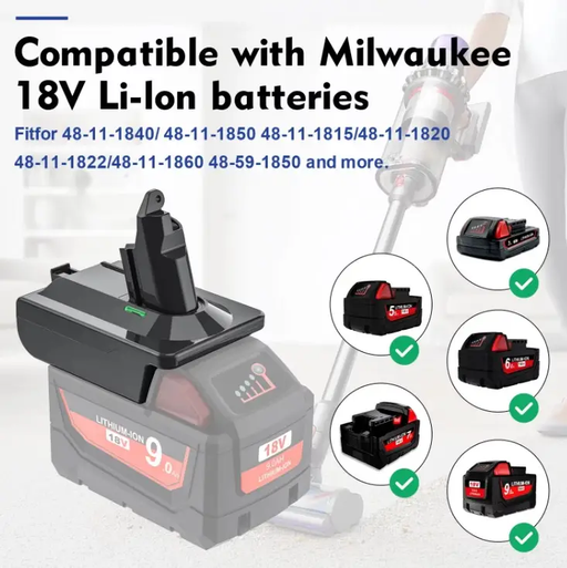 Milwaukee M18 18V Lithium Battery to Dyson V6 Adapter Converter by salelink.co.nz