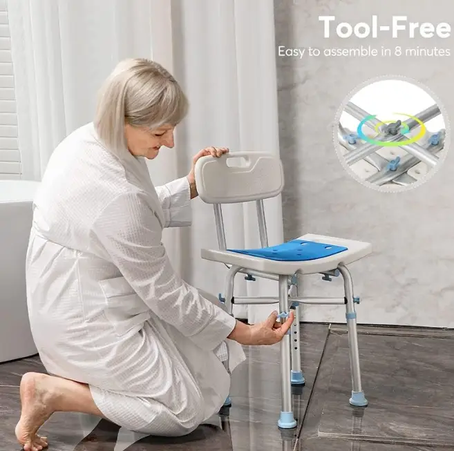 Heavy Duty Shower Chair with Back Height Adjustable by salelink.co.nz