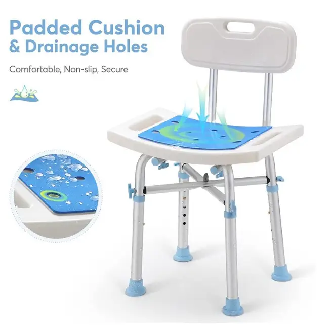 Heavy Duty Shower Chair with Back Height Adjustable by salelink.co.nz