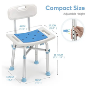 Heavy Duty Shower Chair with Back Height Adjustable by salelink.co.nz