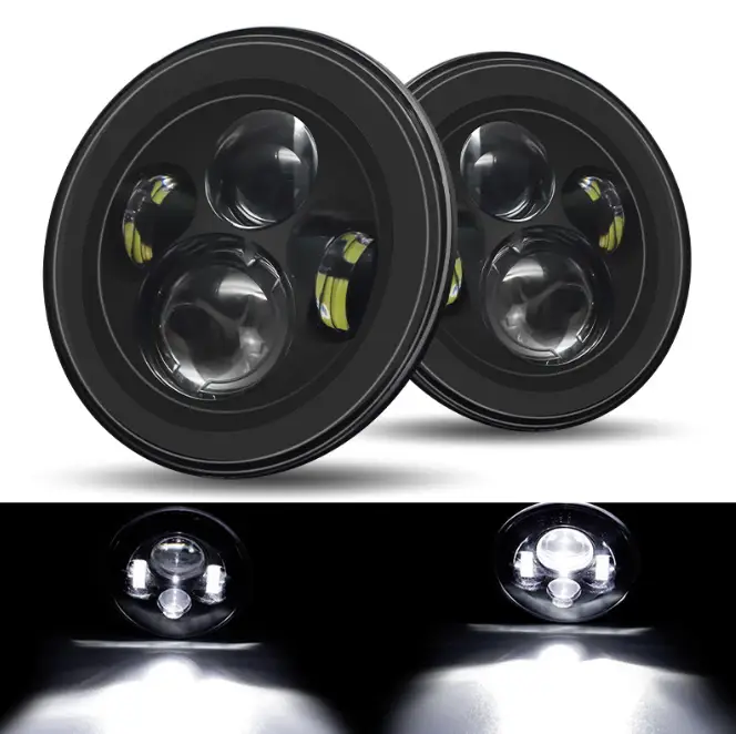 Pair 7'' Inch Round LED Headlights For Jeep Wrangler TJ JK 1997-2017 Motorcycle by salelink.co.nz