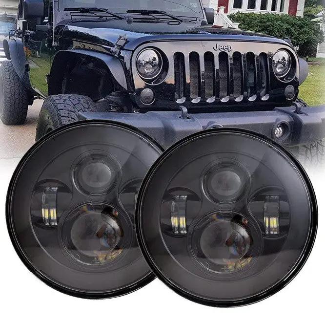Pair 7'' Inch Round LED Headlights For Jeep Wrangler TJ JK 1997-2017 Motorcycle by salelink.co.nz