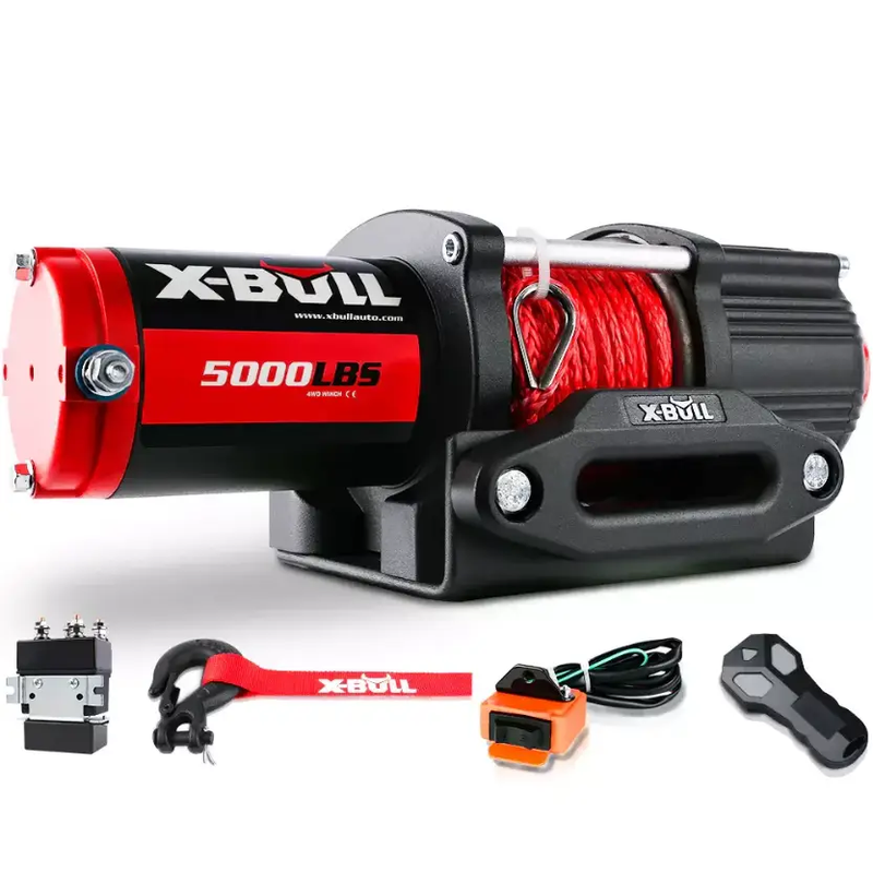 X-BULL 5000LBS/2268KGS Electric Winch Synthetic Rope Wireless Roof Rack UTV 12V by salelink.co.nz