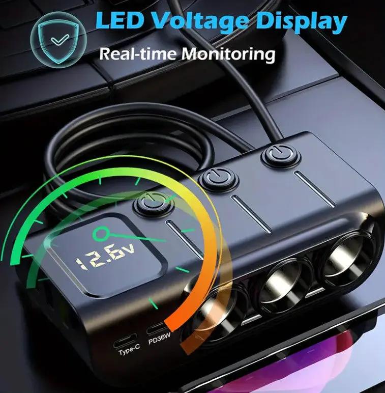 PD Fast Charging Car Lighter Adapter Splitter Cigarette Lighter Socket by salelink.co.nz