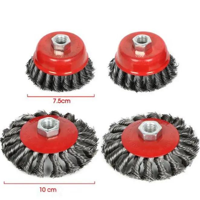 4x Twist Knot Wire Wheel disc & Cup Brush Set Kit for Angle Grinder M14 Crew by salelink.co.nz