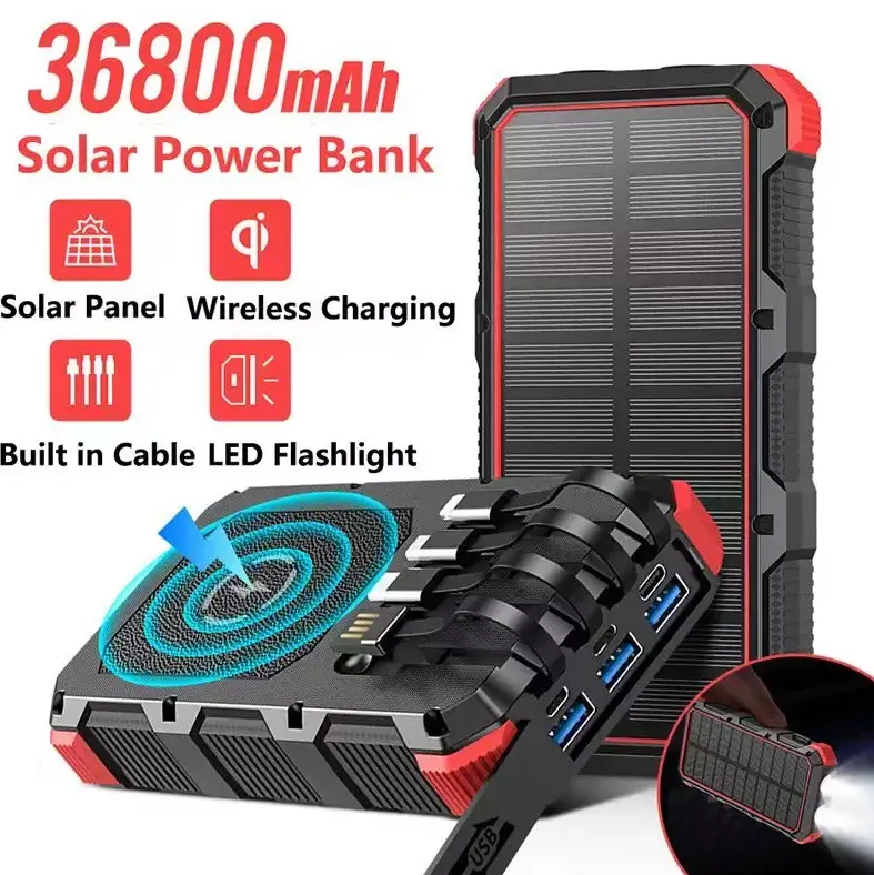 Solar Power Bank With Charging Cable by salelink.co.nz