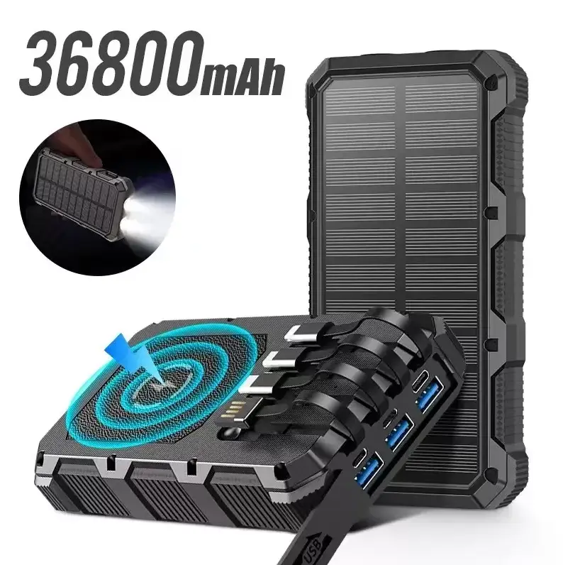 Solar Power Bank With Charging Cable by salelink.co.nz