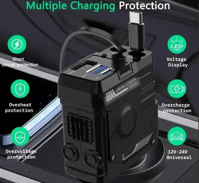 Cigarette Light Adapter Charger with Type C Cable by salelink.co.nz