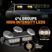 12V 2 in 1 Emergency Dash Strobe Lights Interior Windshield Amber White Warning by salelink.co.nz