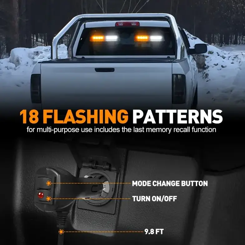 12V 2 in 1 Emergency Dash Strobe Lights Interior Windshield Amber White Warning by salelink.co.nz