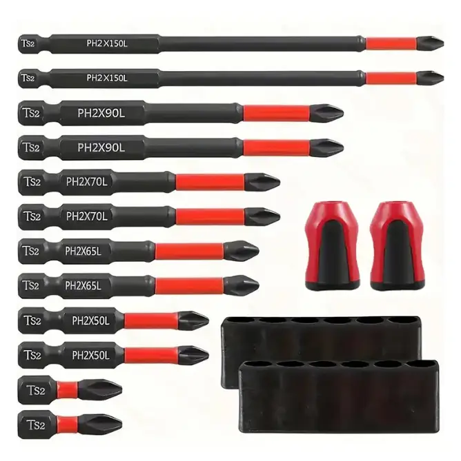 12PCS S2 Steel Magnetic Anti-Slip Drill Bits with 1/4" Hex Shank by salelink.co.nz