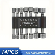 14Pcs 1/4 Inch Hex Shank Power Nut Driver Drill Bit Set Socket Wrench by salelink.co.nz