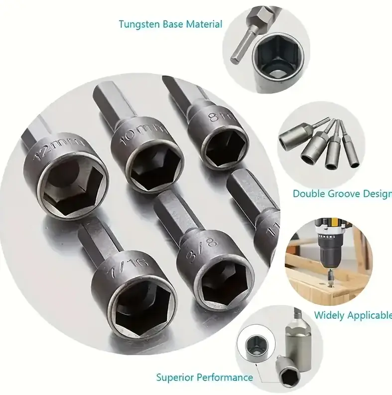 14Pcs 1/4 Inch Hex Shank Power Nut Driver Drill Bit Set Socket Wrench by salelink.co.nz