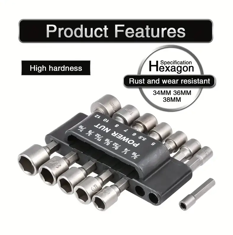 14Pcs 1/4 Inch Hex Shank Power Nut Driver Drill Bit Set Socket Wrench by salelink.co.nz