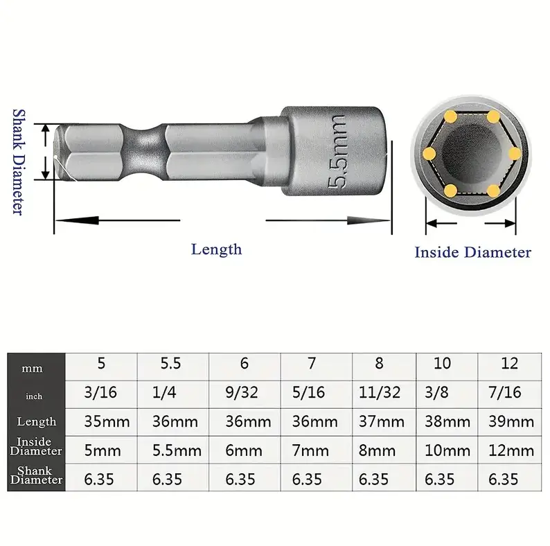14Pcs 1/4 Inch Hex Shank Power Nut Driver Drill Bit Set Socket Wrench by salelink.co.nz