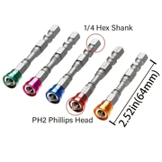 5pcs Magnetic Drill Bit Set - 65mm S2 Steel Phillips Head, 1/4 Inch Hex Shank For Power Screwdriver by salelink.co.nz