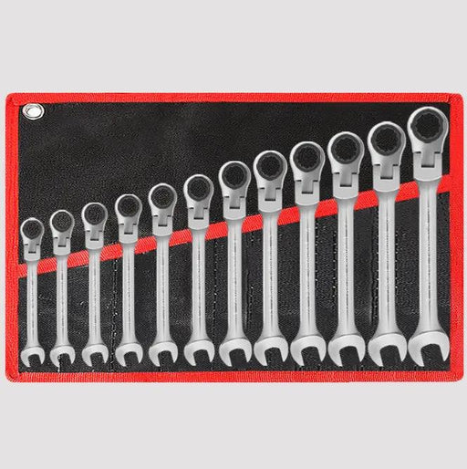 12Pc Metric Flexi Head Ratchet Spanner Wrench Set 8mm - 19mm Combination by salelink.co.nz
