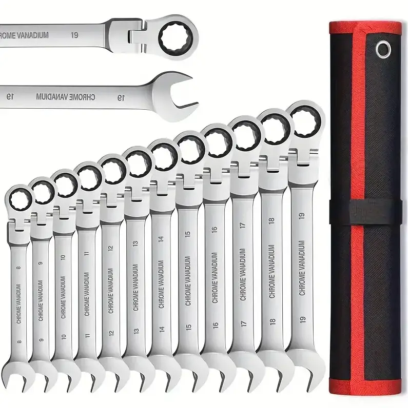 12Pc Metric Flexi Head Ratchet Spanner Wrench Set 8mm - 19mm Combination by salelink.co.nz
