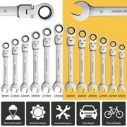 12Pc Metric Flexi Head Ratchet Spanner Wrench Set 8mm - 19mm Combination by salelink.co.nz
