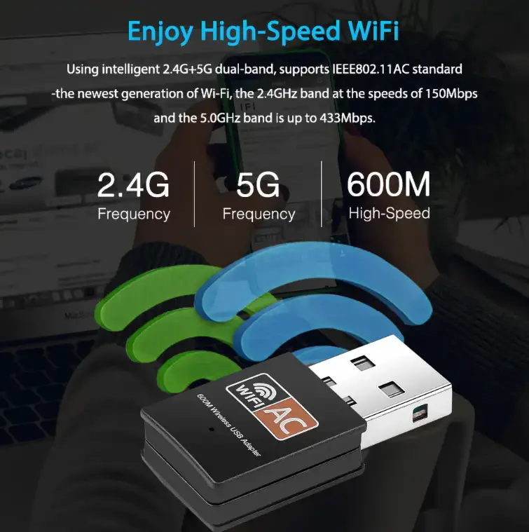 Dual Band USB WiFi Wireless Dongle Adapter 2.4GHz 5GHz by salelink.co.nz
