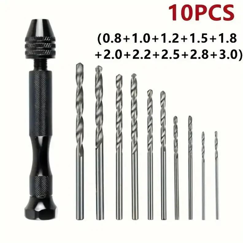 11pcs Mini Hand Drill Vise Hand Bits Twist Woodworking Set Precision Pin by salelink.co.nz