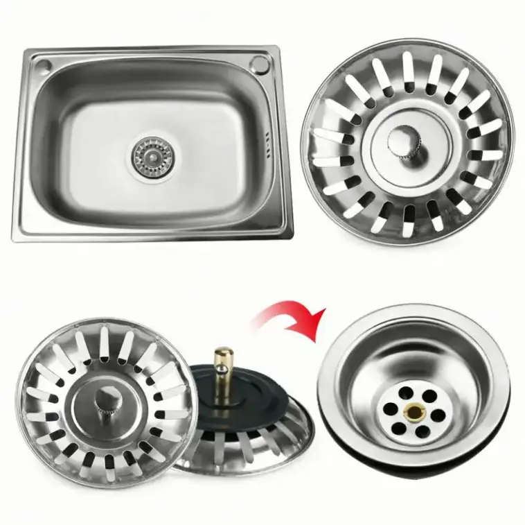 4 x Kitchen Waste Stainless Steel Sink Strainer Plug Drain Filter Basket Drainer by salelink.co.nz