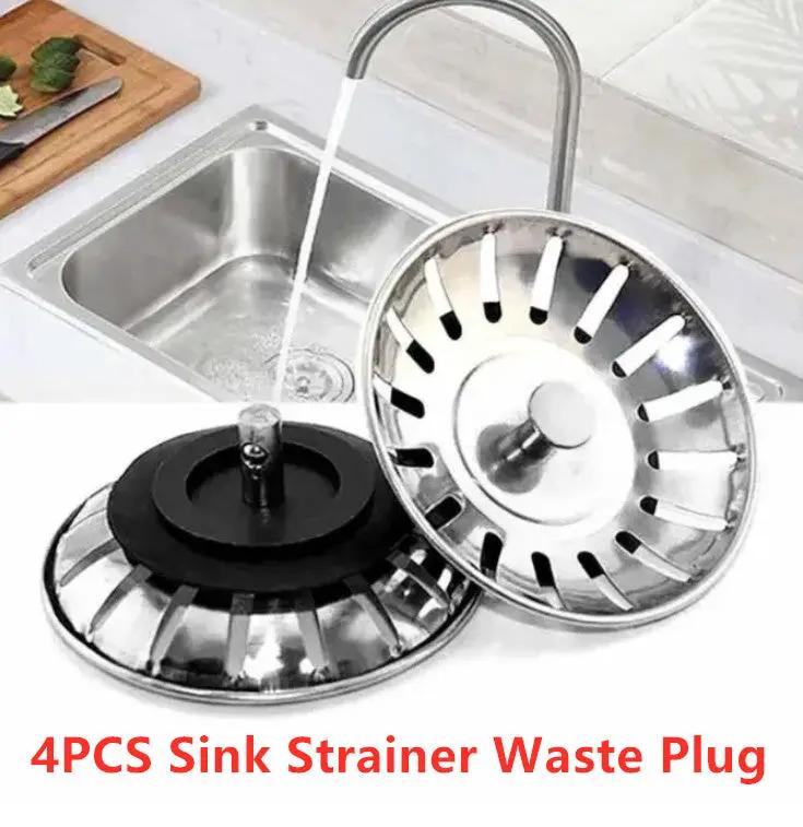 4 x Kitchen Waste Stainless Steel Sink Strainer Plug Drain Filter Basket Drainer by salelink.co.nz