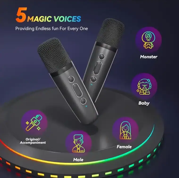 Bluetooth Singing Speaker Karaoke Player with 2 Wireless Microphones by salelink.co.nz