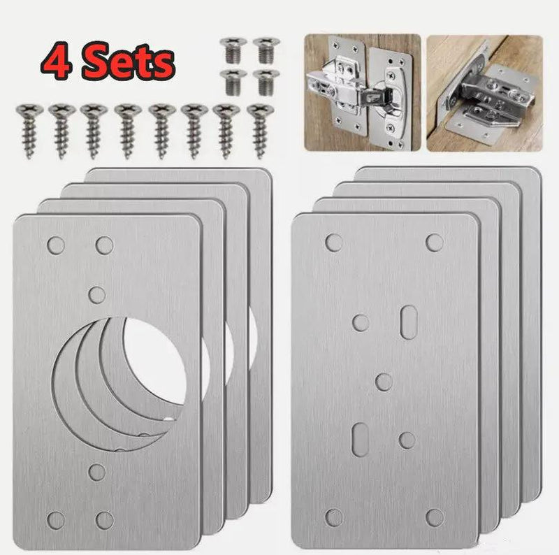 8PCS Cabinet Door Hinge Repair Plate with Screws by salelink.co.nz