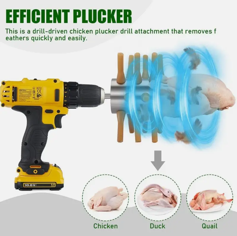 Drill Attachment Chicken Feather Plucker Stainless Steel by salelink.co.nz