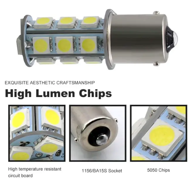 2X 18 Led Brake Reverse Turn Stop Tail Light Bulb 1156 BA15S Car White Globe by salelink.co.nz
