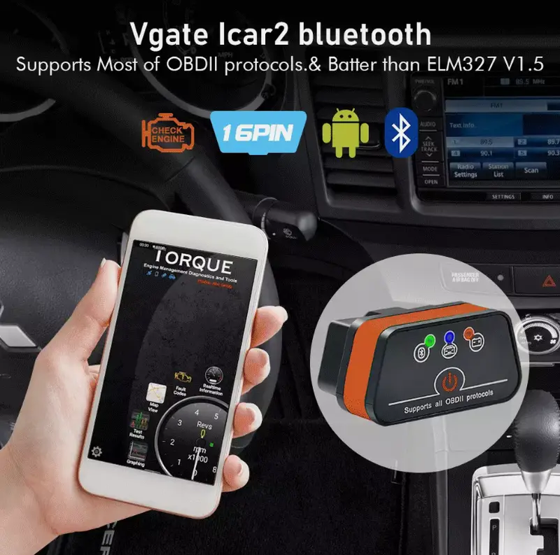 Auto Diagnostic Scanner Vgate Icar 2 Bluetooth ELM327 OBD2 Auto Diagnostic Tool by salelink.co.nz