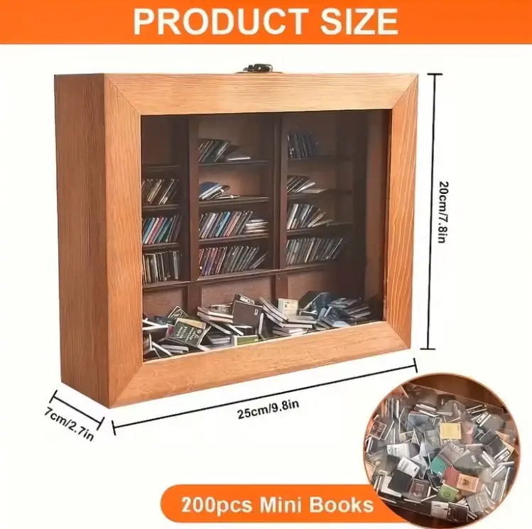 Anxiety Bookshelf Miniature Display Shelf,Contains 200 Miniature Book Models by salelink.co.nz