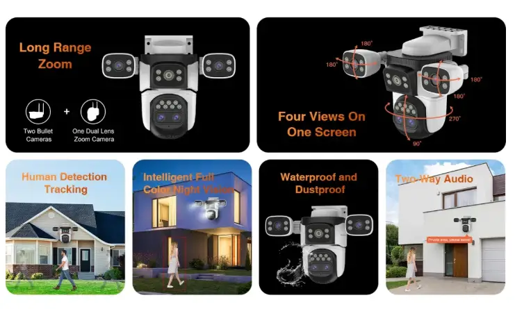 Outdoor Security Camera Four Lens by salelink.co.nz