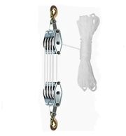 4-Wheel Metal Block Tackle Pulley System 20m by salelink.co.nz