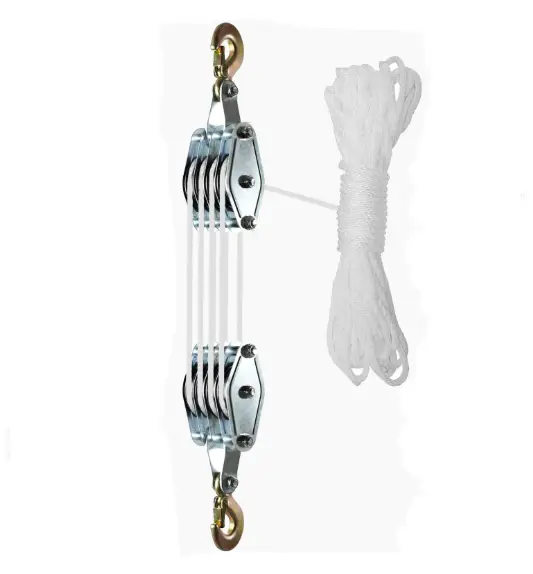 4-Wheel Metal Block Tackle Pulley System 20m by salelink.co.nz