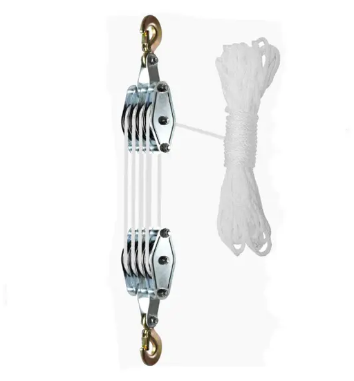 4-Wheel Metal Block Tackle Pulley System 20m by salelink.co.nz