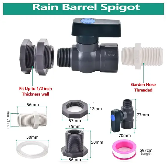 2PCS Rain Barrel Spigot Kit (3/4 inch) by salelink.co.nz