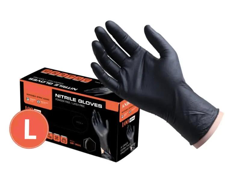 100x Disposable Nitrile Gloves Latex Powder Free Black Large by salelink.co.nz