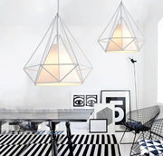 WHITE 28x28CM Diamond Shape Pendant Light Hanging Lamp by salelink.co.nz
