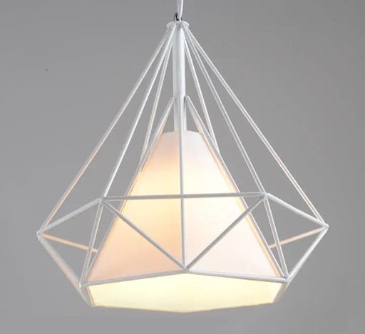WHITE 28x28CM Diamond Shape Pendant Light Hanging Lamp by salelink.co.nz