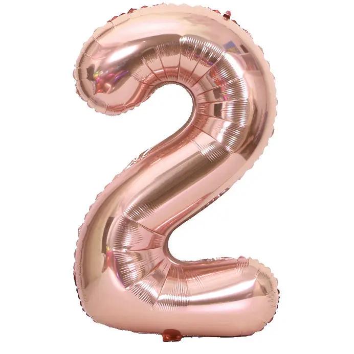 2 Rose Gold Jumbo Numbers 100cm 40" Helium Quality Foil Balloons Number Giant by salelink.co.nz
