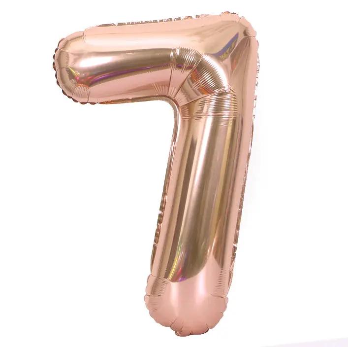 7 Rose Gold Jumbo Numbers 100cm 40" Helium Quality Foil Balloons Number Giant by salelink.co.nz
