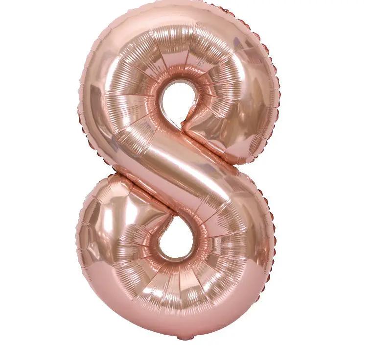 8 Rose Gold Jumbo Numbers 100cm 40" Helium Quality Foil Balloons Number Giant by salelink.co.nz