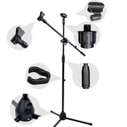 Telescopic Boom Microphone Stand Adjustable Mic Holder Tripod Two Clip 1 to 2 M by salelink.co.nz