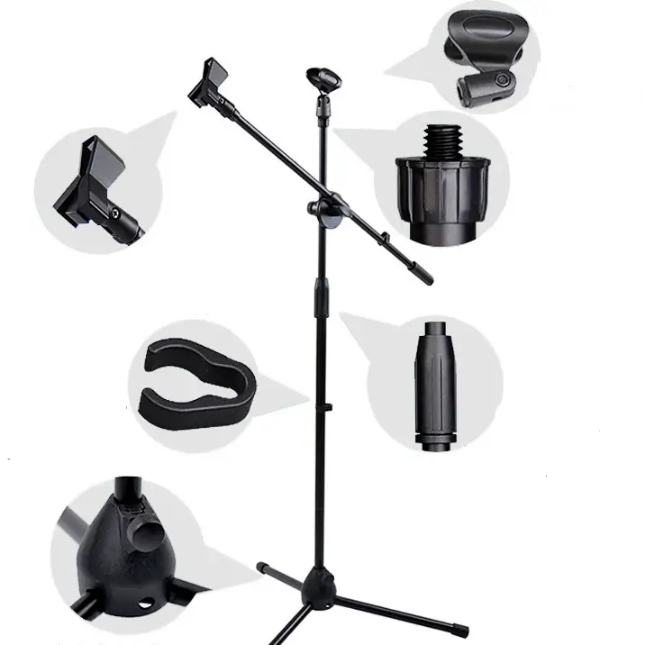 Telescopic Boom Microphone Stand Adjustable Mic Holder Tripod Two Clip 1 to 2 M by salelink.co.nz