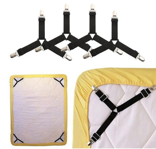 4pcs Triangle Fitted Sheet Strap Clips Grippers Mattress Bed Suspenders Holder by salelink.co.nz
