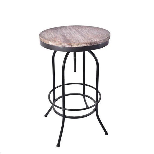 Vintage Industrial Bar Table Round Adjustable Retro Solid Wood Metal Legs by salelink.co.nz