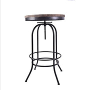 Vintage Industrial Bar Table Round Adjustable Retro Solid Wood Metal Legs by salelink.co.nz
